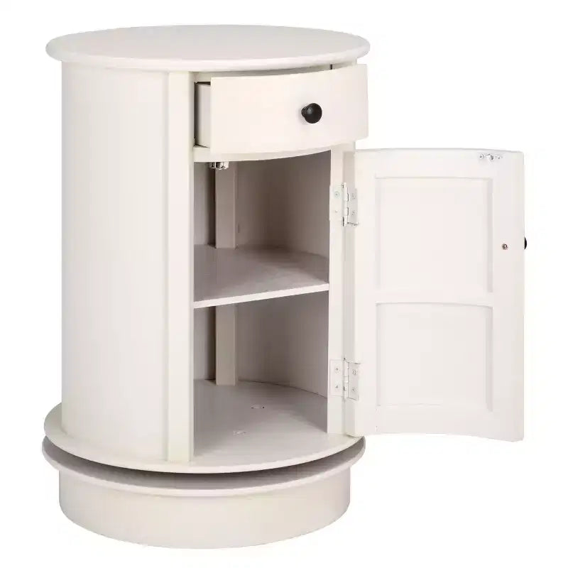 Rustic Farmhouse Swivel Accent Table AMH5712 with Single Drawer and Two-Shelf Cabinet