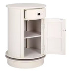 Table d'appoint pivotante rustique de ferme avec tiroir unique et armoire à deux étagères