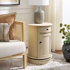 Table d'appoint pivotante rustique de ferme avec tiroir unique et armoire à deux étagères