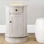 Table d'appoint pivotante rustique de ferme avec tiroir unique et armoire à deux étagères