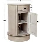 Table d'appoint pivotante rustique de ferme avec tiroir unique et armoire à deux étagères