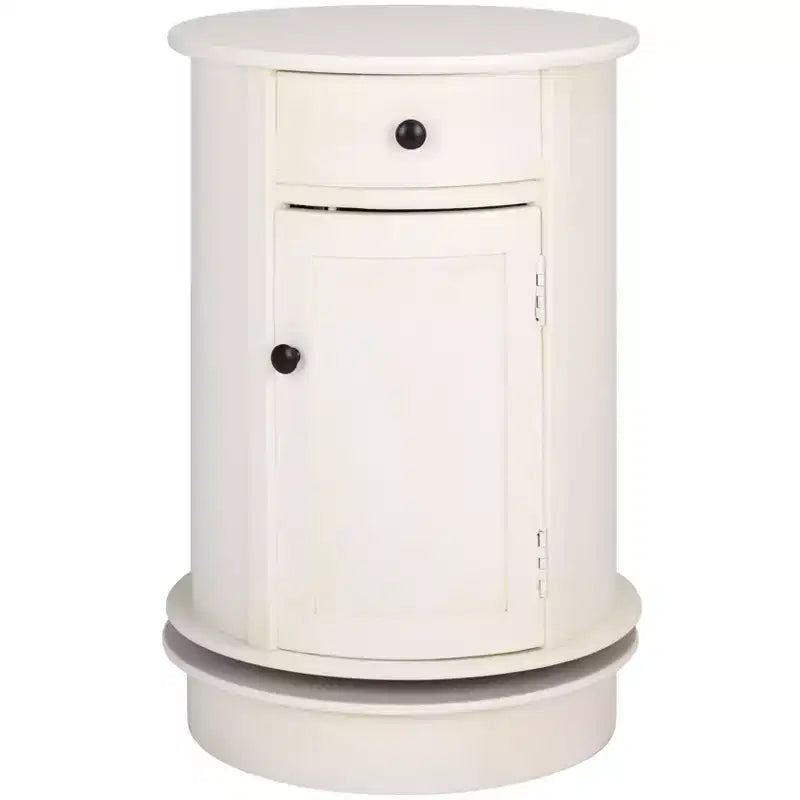 Rustic Farmhouse Swivel Accent Table AMH5712 with Single Drawer and Two-Shelf Cabinet