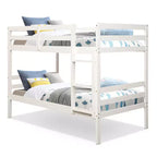 Lit superposé double en bois avec échelle et barrière de sécurité, couleur expresso ou blanc