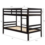Lit superposé double en bois avec échelle et barrière de sécurité, couleur expresso ou blanc