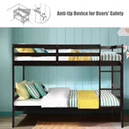 Lit superposé double en bois avec échelle et barrière de sécurité, couleur expresso ou blanc