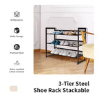 Organisateur de chaussures réglable à 2 ou 4 niveaux avec configuration d'étagères plates ou inclinées