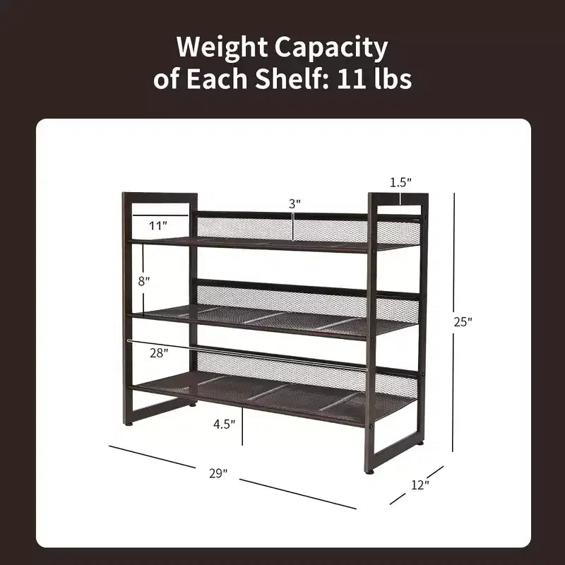 Adjustable 2 to 4-Tier Shoe Rack Organizer with Flat or Slant Shelf Configuration
