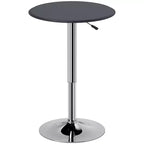 HOMCOM 25 Classic Round Adjustable Faux Leather Chrome Standing Bistro Table