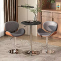 25 Inch Classic Round Adjustable Height Bistro Table with Faux Leather Top and Chrome Base