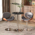Table de bistrot ronde classique de 25 pouces, réglable en hauteur, avec plateau en similicuir et piètement chromé