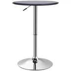 Table de bistrot ronde classique de 25 pouces, réglable en hauteur, avec plateau en similicuir et piètement chromé