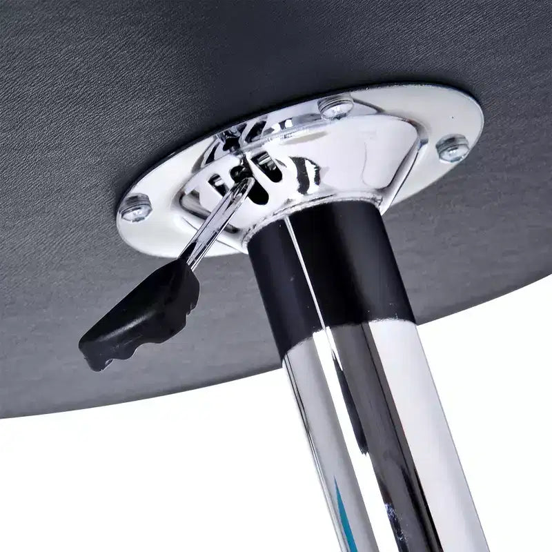 25 Inch Classic Round Adjustable Height Bistro Table with Faux Leather Top and Chrome Base