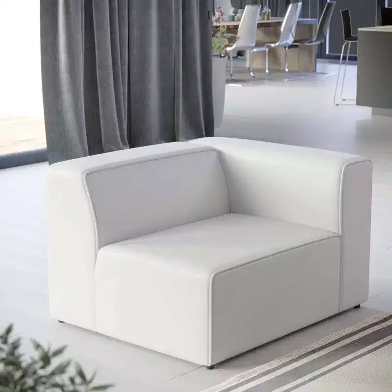 Right-Arm Vegan Leather Sectional Armchair with Open Airy Design for Living Room