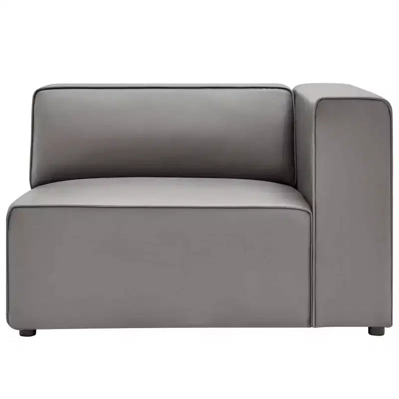 Right-Arm Vegan Leather Sectional Armchair with Open Airy Design for Living Room
