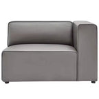 Fauteuil d'angle droit en cuir vegan avec design aéré pour salon