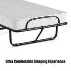 Lit d'appoint pliant en métal avec matelas en mousse à mémoire de forme