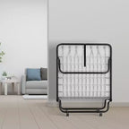 Lit d'appoint pliant en métal avec matelas en mousse à mémoire de forme