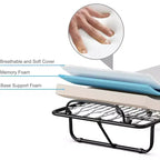 Lit d'appoint pliant en métal avec matelas en mousse à mémoire de forme