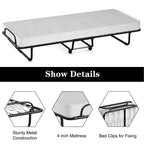 Lit d'appoint pliant en métal avec matelas en mousse à mémoire de forme