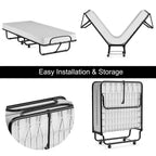 Lit d'appoint pliant en métal avec matelas en mousse à mémoire de forme