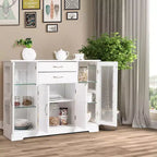 Buffet Console de Rangement avec Portes en Verre et Tiroirs pour Cuisine et Salle à Manger