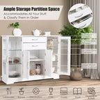 Buffet Console de Rangement avec Portes en Verre et Tiroirs pour Cuisine et Salle à Manger