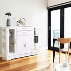 Buffet Console de Rangement avec Portes en Verre et Tiroirs pour Cuisine et Salle à Manger