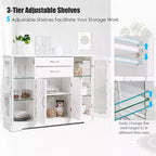 Buffet Console de Rangement avec Portes en Verre et Tiroirs pour Cuisine et Salle à Manger