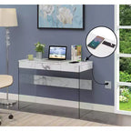 Bureau à domicile 42 pouces avec plateau en verre et station de charge intégrée