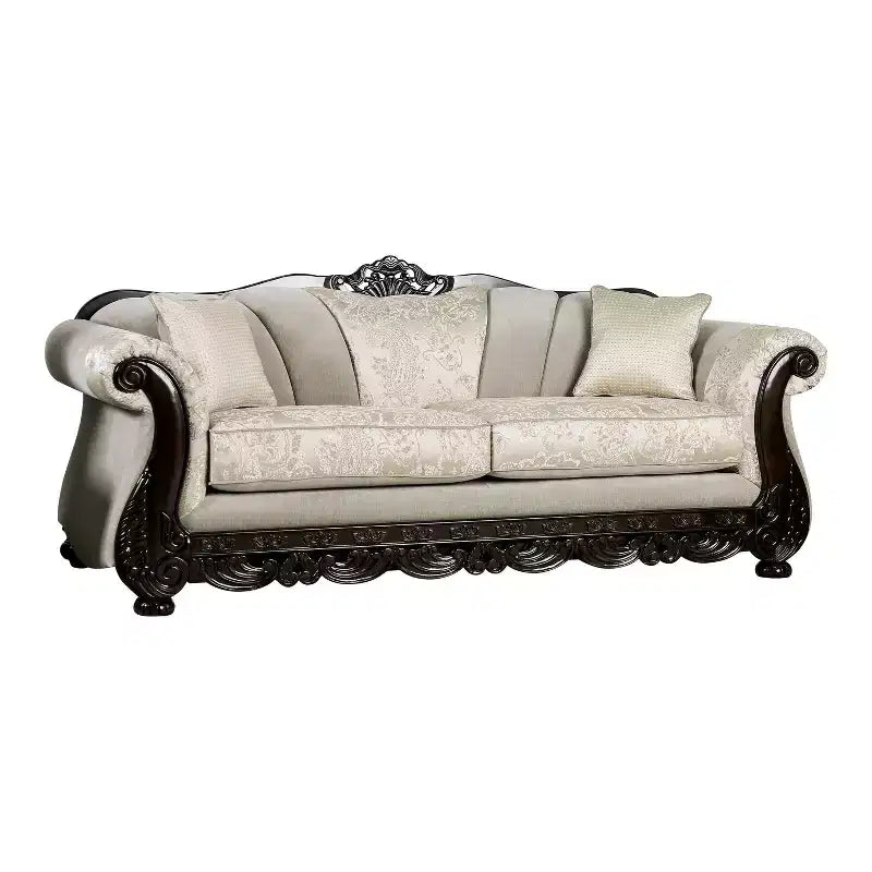 Classic Rolled Arm Sofa with Plush Upholstery and Solid Wood Frame