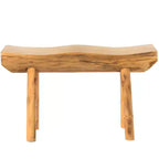 Banc d'entrée rustique en bois sculpté avec bord naturel et bûche décorative