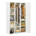 Costway Portable Closet Clothes Modern Foldable Armoire Wardrobe Closet with 10 Cubes Hanging Rods