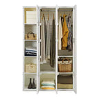 Armoire portative pliable avec 10 compartiments cubiques et tringles de suspension