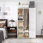 Armoire portative pliable avec 10 compartiments cubiques et tringles de suspension
