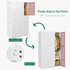 Armoire portative pliable avec 10 compartiments cubiques et tringles de suspension