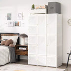 Armoire portative pliable avec 10 compartiments cubiques et tringles de suspension