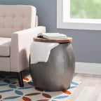 Table d'appoint ronde avec rangement caché pour salon et chambre à coucher