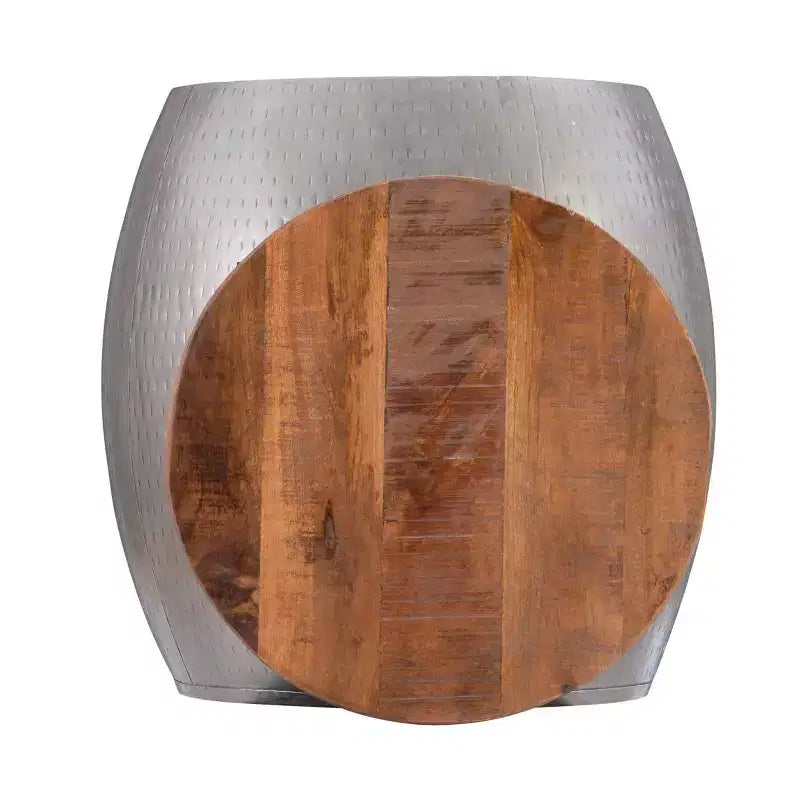 Round Drum Side Table with Hidden Storage Compartment for Living Room and Bedroom