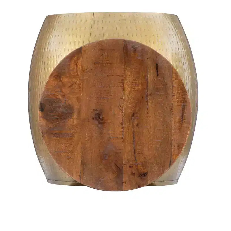 Round Drum Side Table with Hidden Storage Compartment for Living Room and Bedroom