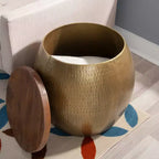 Table d'appoint ronde avec rangement caché pour salon et chambre à coucher