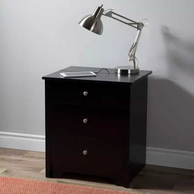 Bedroom Nightstand with Built-In Charging Station and Storage Drawer