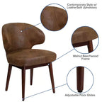 Fauteuil d'appoint classique rembourré avec pieds en noyer massif pour bureau à domicile et salon