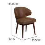 Fauteuil d'appoint classique rembourré avec pieds en noyer massif pour bureau à domicile et salon
