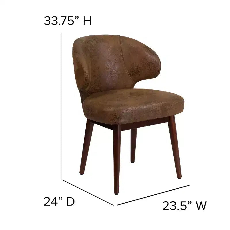 Classic Upholstered Accent Chair with Solid Walnut Legs for Home Office and Living Room
