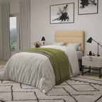 Tête de lit capitonnée en tissu avec cadre en métal thermolaqué et rails réglables
