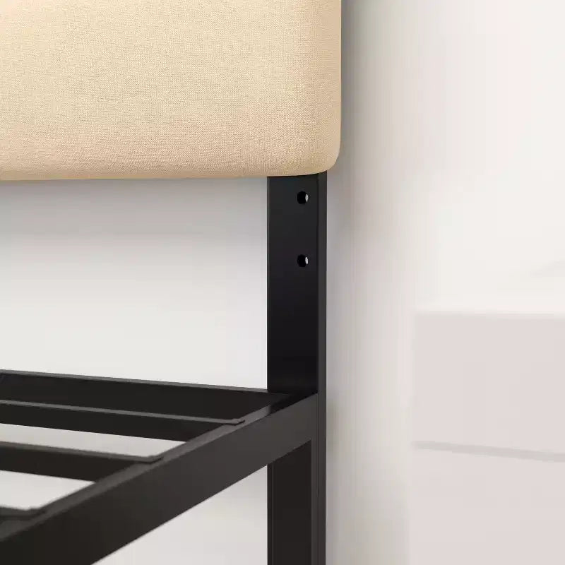 Tufted Upholstered Headboard with Powder Coated Metal Frame and Adjustable Rail Slots
