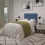 Tête de lit capitonnée en tissu avec cadre en métal thermolaqué et rails réglables