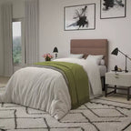 Tête de lit capitonnée en tissu avec cadre en métal thermolaqué et rails réglables