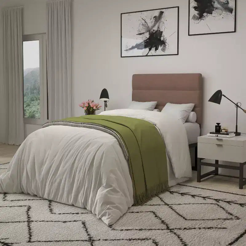 Tufted Upholstered Headboard with Powder Coated Metal Frame and Adjustable Rail Slots