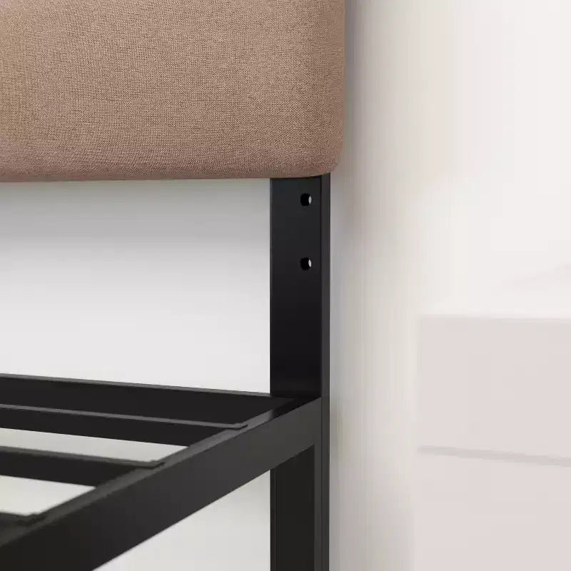 Tufted Upholstered Headboard with Powder Coated Metal Frame and Adjustable Rail Slots